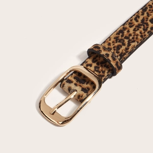 Ceinture léopard pour femme avec boucle dorée élégante pour jeans et pantalons