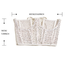 Detailed view of sequined corset belt with lace-up back, 60cm wide and 18cm high