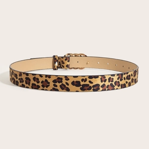 Ceinture chic à motif léopard pour femmes avec boucle chaîne dorée et œillets réglables