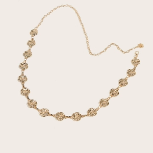 Eleganter goldener Metall Rosengürtel für Damen, modische Blumen-Taillenkette für Kleider