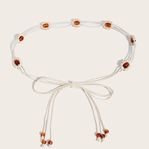 Chaîne de taille bohème Y2K avec perles d'ambre et glands pour robes de femmes