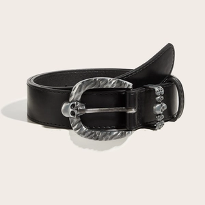 Men's Punk Skull PU Leather Belt Vintage Gothic Silver Buckle Hip Hop Casual Waistband For Jeans Rock Biker Belt
