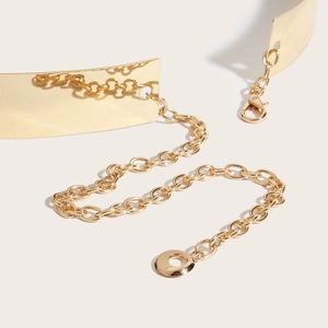 Ceinture large en métal doré pour femme avec maillons de chaîne et fermoir mousqueton