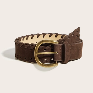 Cintura da Donna in Pelle PU Vintage Con Bordi Whipstitch Cintura Decorativa Estetica Retro per Jeans Stile Casual Boho