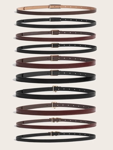 Collection de fines ceintures en cuir pour femmes en plusieurs couleurs et boucles