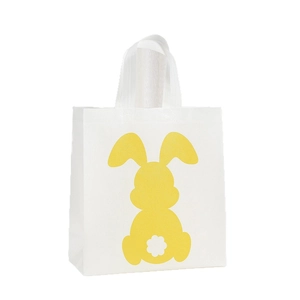 Weiße Vlies-Tragetasche mit Hasenprint für Osterfeiern und Geschenkverpackungen