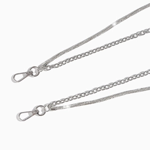 Silver punk style double-layered metal trousers chain with rhinestones and lobster clasps