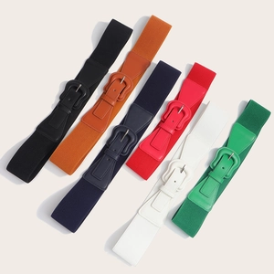 Chic women's elastic waist belts in six vibrant colors with matching PU leather buckles