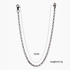 Detailed view of 73cm gunmetal hip hop wallet chain with lobster clasps and weight info