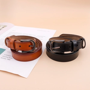 Women Genuine Leather Belt Fashion Second Layer Cowhide Hollow Out Star Heart Thin Belt Decorative Pin Buckle Jeans Belt For Women Casual Waistband
