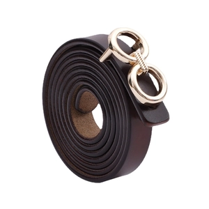 Ceinture minimaliste en cuir de vachette marron café avec boucle infinie dorée