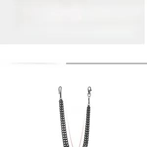 Double-layered black metal hip-hop waist chain with 40cm length and lobster clasp