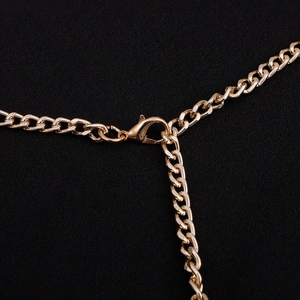 Elegante catena da vita in alluminio dorato con chiusura a moschettone su fondo nero