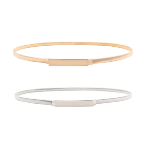 Elegant gold and silver elastic snake chain waist belts with rectangular metal buckle