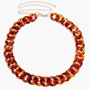 Leopard print acrylic link waist chain with gold lobster clasp and extension chain