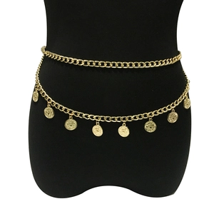 Vintage Metal Gold Waist Chain For Women Double Layer Coin Pendant Tassel Body Chain Sexy Bikini Belt Jewelry Accessory