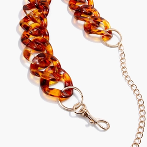 Leopard print acrylic link waist chain with gold clasp and adjustable extender link