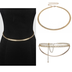 Elegant Gold Alloy Waist Chain For Women Rhinestone Inlaid Double Layer Body Chain Decorative Belt Fashion Party Jewelry