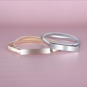 Elastic metal spring belts in gold and silver finish with polished rectangular buckles