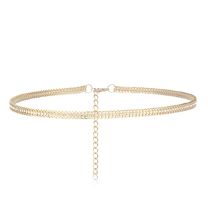 Elegant gold metal waist chain for women with rhinestone inlay and adjustable lobster clasp