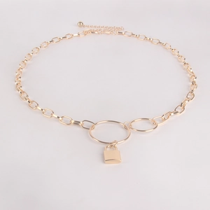 Chic gold-plated waist chain featuring a retro lock pendant and stylish O-link design