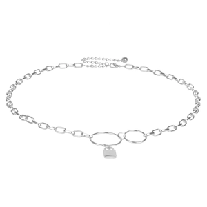Women Punk Alloy Waist Chain Belt With Padlock Pendant Chunky Geometric Circle Link Chain Fashion Body Jewelry For Dress