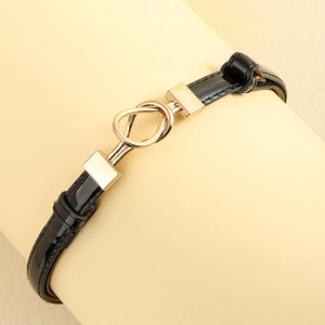 Women Fashion Artificial Leather Thin Belt Elegant Gold Interlocking Ring Metal Buckle Decorative Waist Belt For Dresses