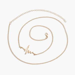 Chaîne de Taille Minimaliste en Métal Avec Pendentif ECG Battement de Coeur pour Femme Chaîne de Corps Sexy Plaquée Or Mode Bijoux