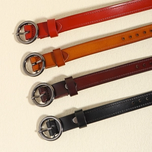 Vintage Echtleder Gürtel Für Damen Oberste Schicht Rindsleder Hohlendesign Herz Runde Legierung Dornschließe Mode Taillengurt