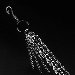 Three-layer silver metal pants chain with fishtook clasp for punk and hip-hop street style