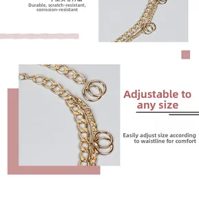 Detail showing adjustable dual-layer gold aluminum body chain with durable metal link texture