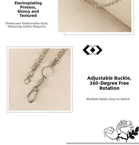 Detailed close-up of a silver metal pants chain featuring a 360-degree swivel clasp