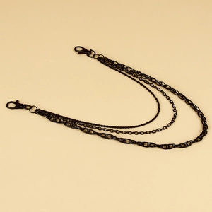Three-layer black multi-link wallet trouser chain with lobster clasps for street dance