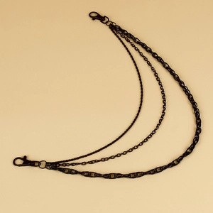 Classic black triple-layer metal trouser chain with multi-link design and lobster clasps