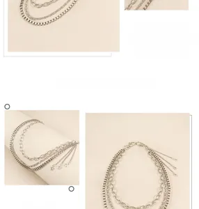 Detailed view of multilayer hip-hop metal trousers chain with pentagram star charms