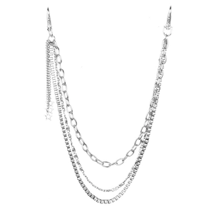 Multilayer silver metal pant chain with star charms and lobster clasps for hip-hop style