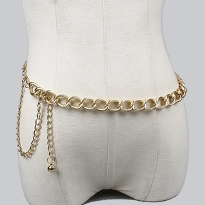 Vintage Punk Hip Hop Gold Metal Waist Chain Belt For Women Chunky Linked Single Layer Teardrop Pendant Adjustable Jeans Dress Accessory