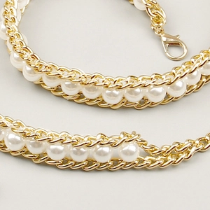 Elegant pearl and gold aluminum chain belt for women, stylish summer clothing accessory