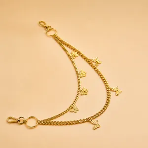 Double Layer Butterfly Waist Chain Belt For Women Gold Silver Hollow Bowknot Pendant Jeans Pants Accessory Fashion Jewelry