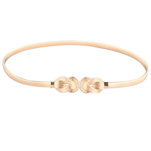 Elegant gold metal spring waist chain with twisted knot buckle for women dresses