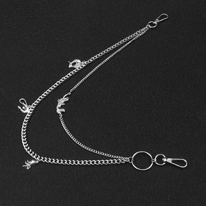 Women Fashion Silver Alloy Double Layer Pants Chain With Mermaid Octopus Lobster Pendants Gothic Punk Waist Chain Jewelry