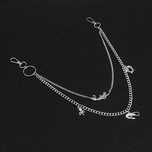 Multi-layer silver pant chain with mermaid, octopus, and seahorse ocean charms