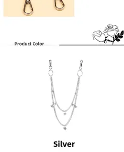 Detail of silver double-layer waist chain featuring cute bee pendants and lobster clasps