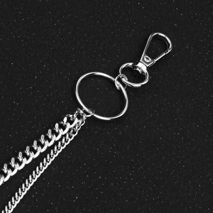 Fashionable silver double layer pant chain with mermaid lobster clasp and round ring for jeans