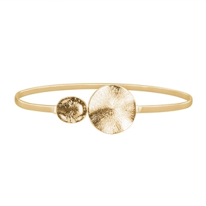 Elegant gold metal elastic waist belt with textured double circular rings for dresses