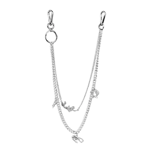 Silver multi-layer waist chain with mermaid pendants and lobster clasps for jeans