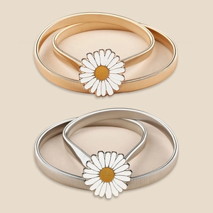 Damen Gänseblümchen Metall Elastische Taillenkette Gürtel Verstellbarer Dünner Modegürtel Für Kleider Gold Silber Zubehör