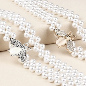 Chaîne de taille élégante en perles multicouches avec boucle abeille en cristal pour robe