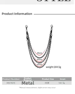 Detailed view of triple-layered metal pants chain with heavy-duty lobster clasps