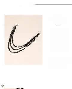 Detailed view of triple-layered black alloy punk trousers chain with lobster clasps
